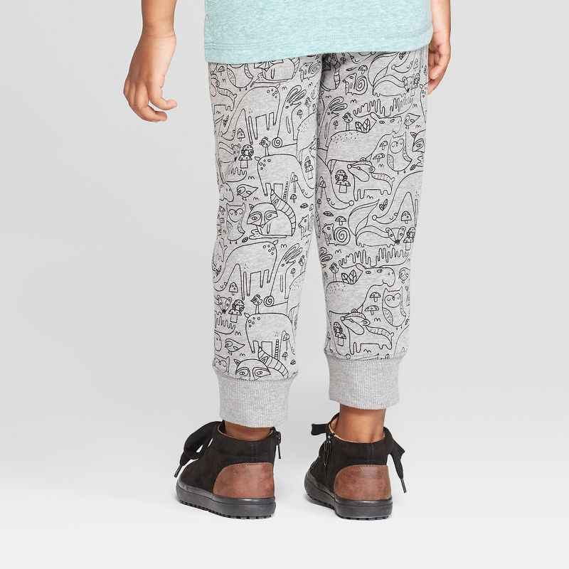 Toddler Boys' Critter Print Pull-On Jogger Pants - Cat & Jack™ Charcoal 12M