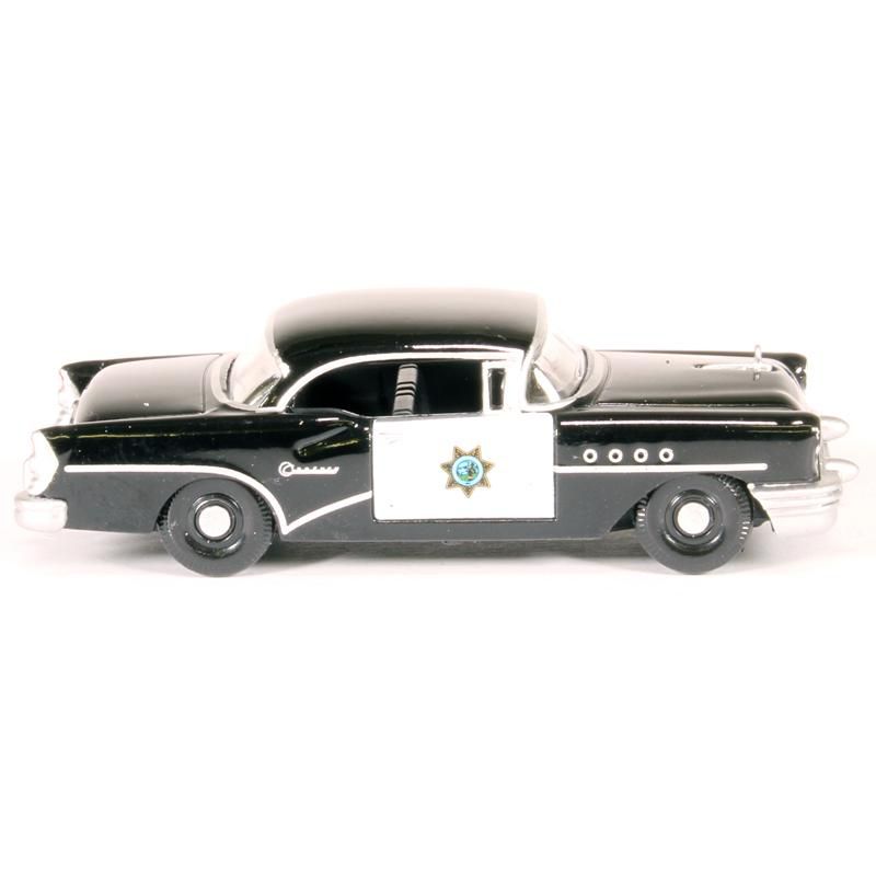 1955 Buick Century "California Highway Patrol" (CHP) Black 1/87 (HO) Scale Diecast Model Car by Oxford Diecast