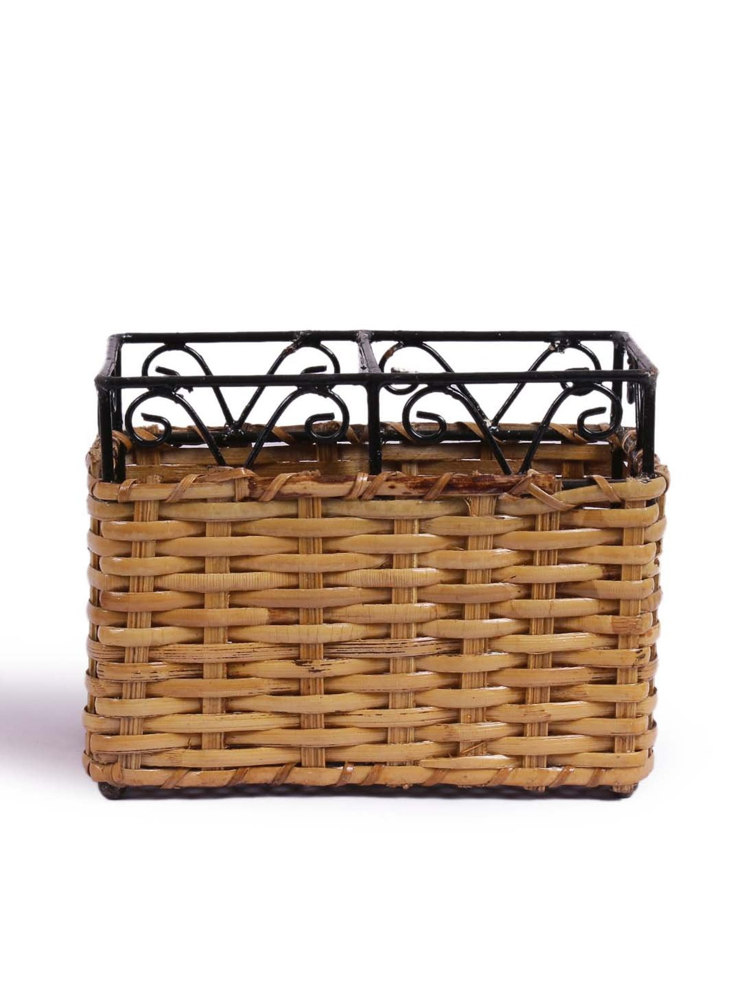 VarEesha Brown & Black Bamboo Multi-Purpose Basket - Set of 1