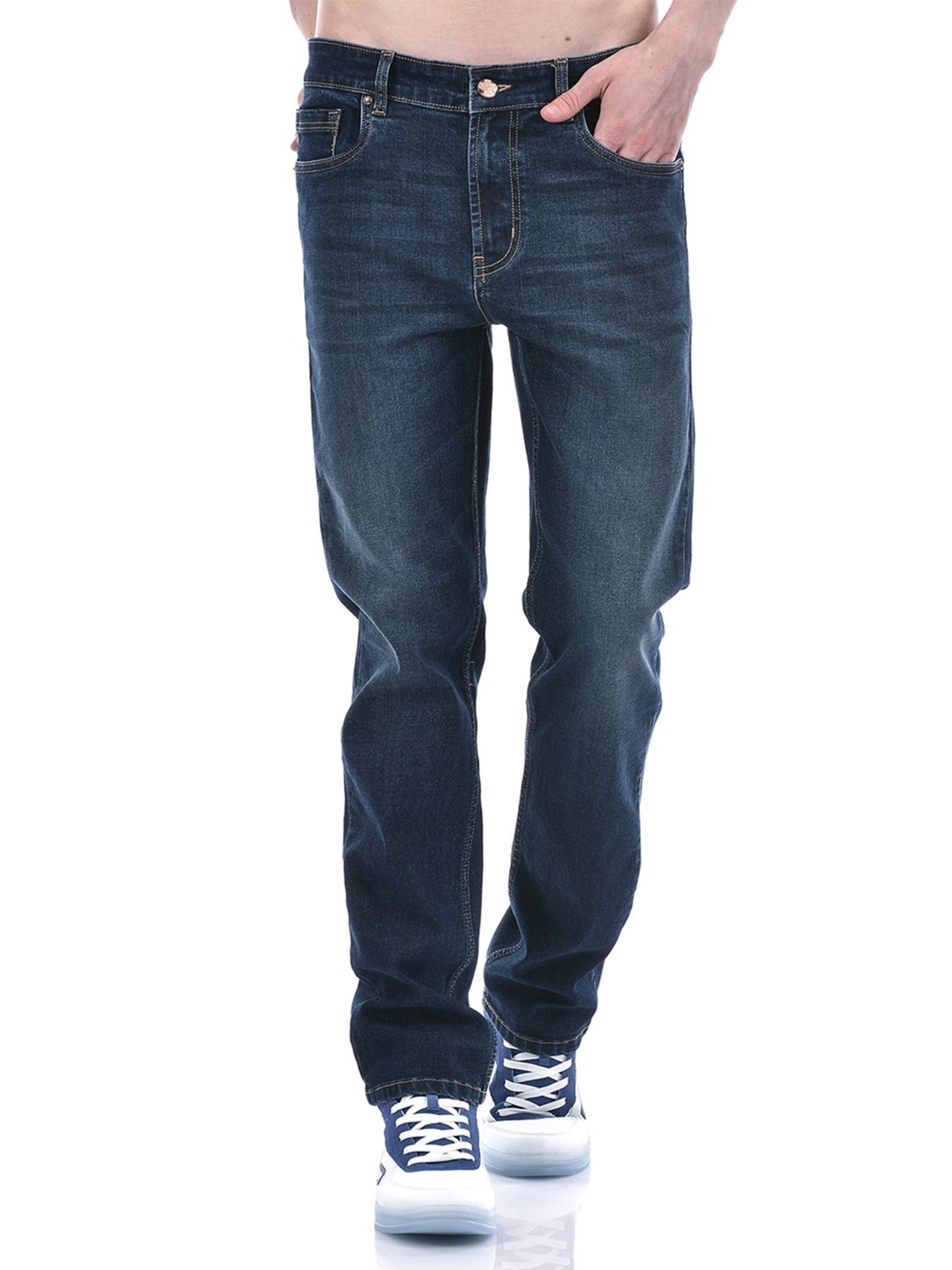 NUMERO UNO Blue Slim Fit Lightly Washed Jeans
