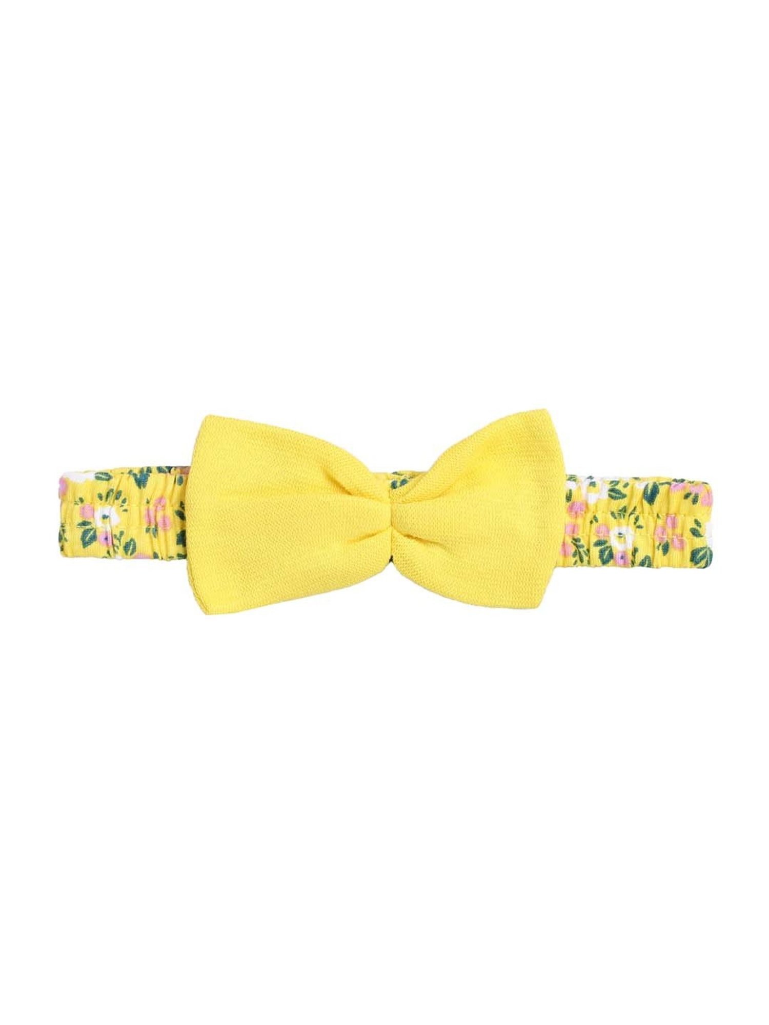 Bumzee Kids Yellow Floral Print Dress with Hairband