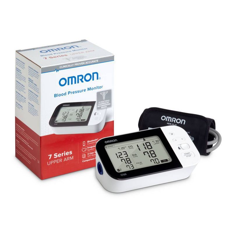 Omron 7 Series Upper Arm Blood Pressure Monitor with Cuff - Fits Standard and Large Arms
