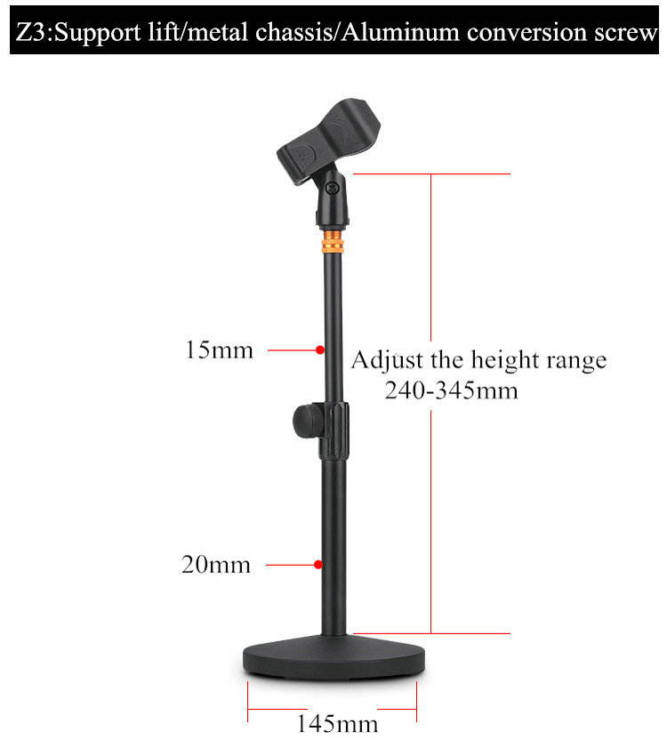 oldable Desktop Mic Stand Adjustable Angle Foldable Table Tops Microphone Mount Holder Stand Bracket Plastic Black