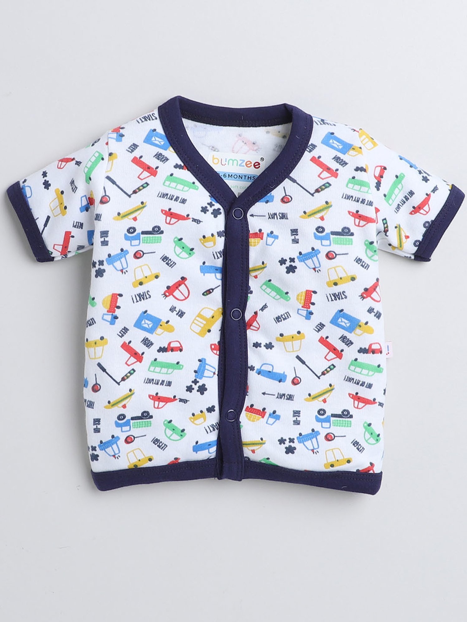 Bumzee Kids Navy & White Printed Jhablas (Pack Of 3)