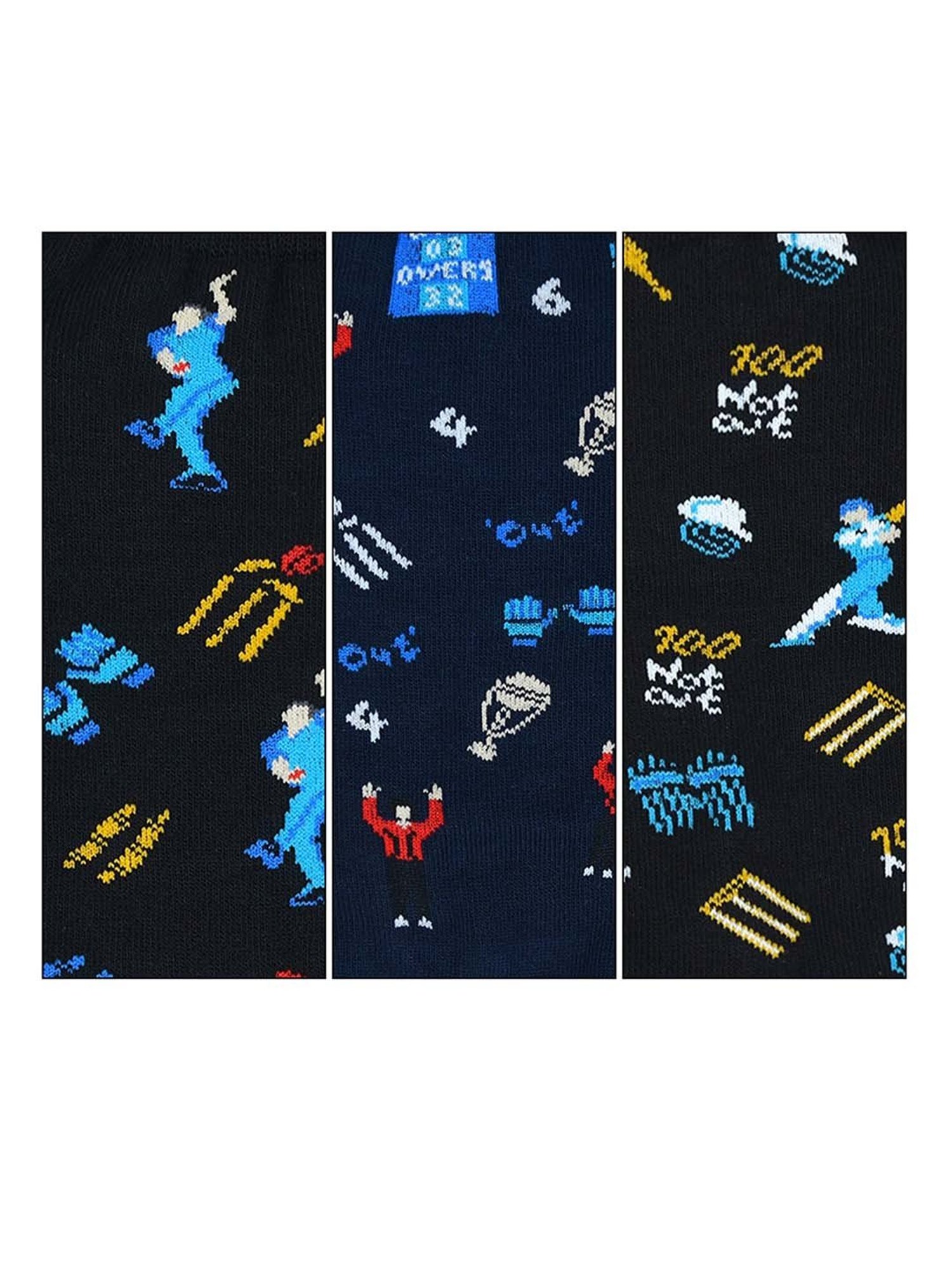 BALENZIA Black & Navy Printed Socks - Pack of 3