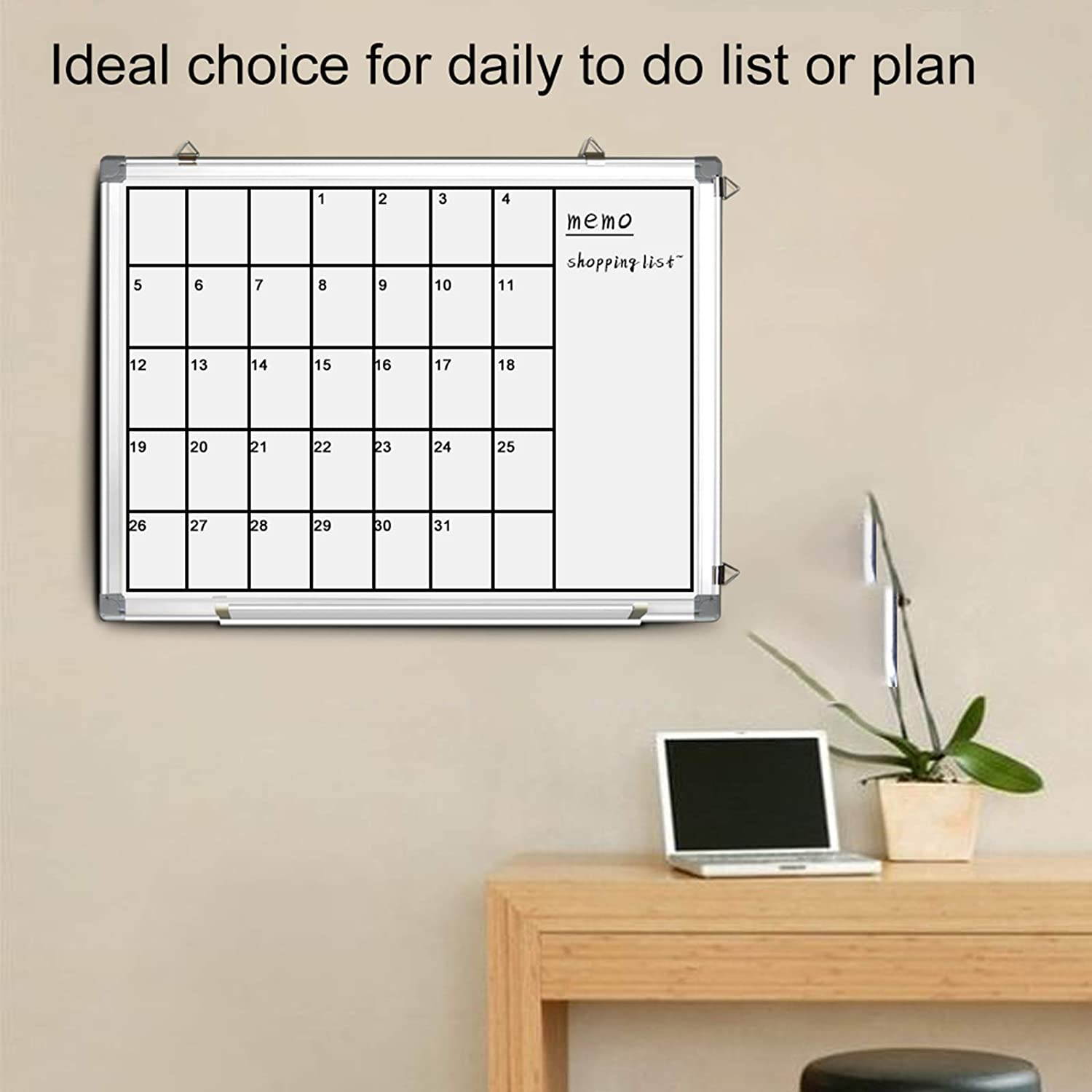 Magnetic White Board 24 x 18 Dry Erase Board Wall Hanging Whiteboard with 3 Dry Erase Pens, 1 Dry Eraser