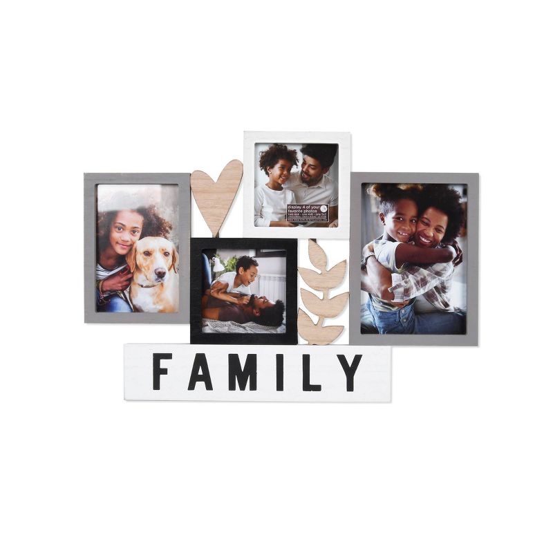 12" x 17" Four Opening Family Shaped Collage Photo Display - New View