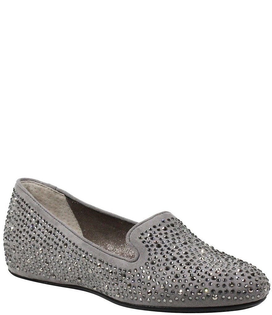 J. Renee Hanuko Suede Rhinestone Slip Ons