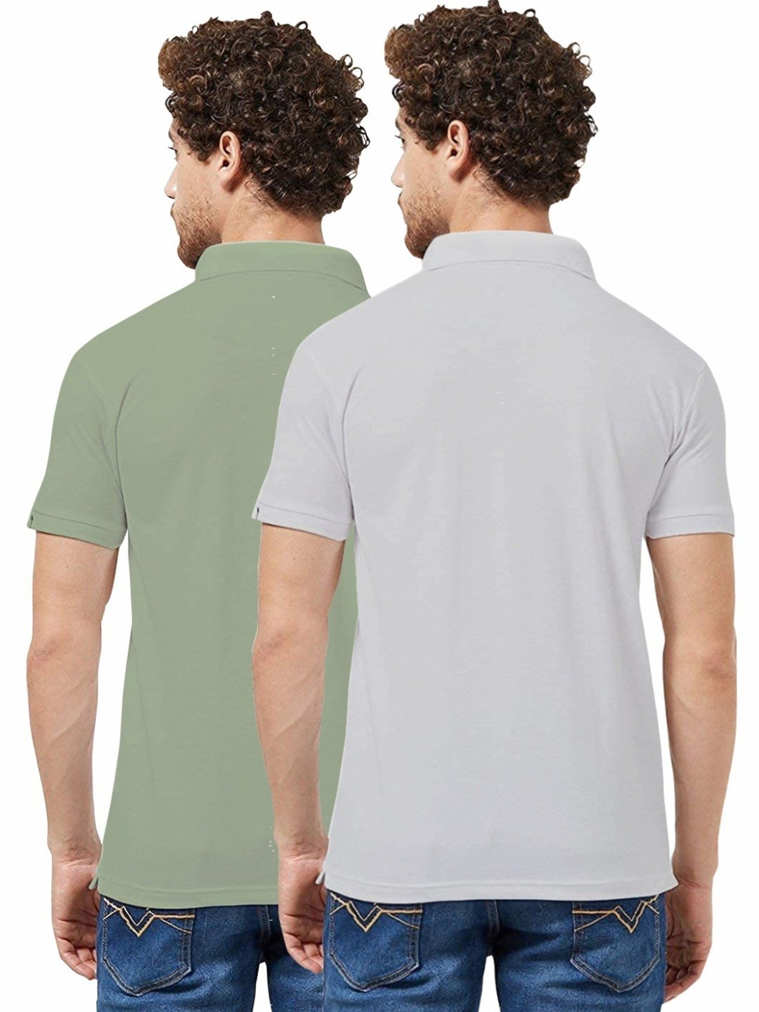Tab91 Sage & Grey Regular Fit Printed Polo T-Shirts