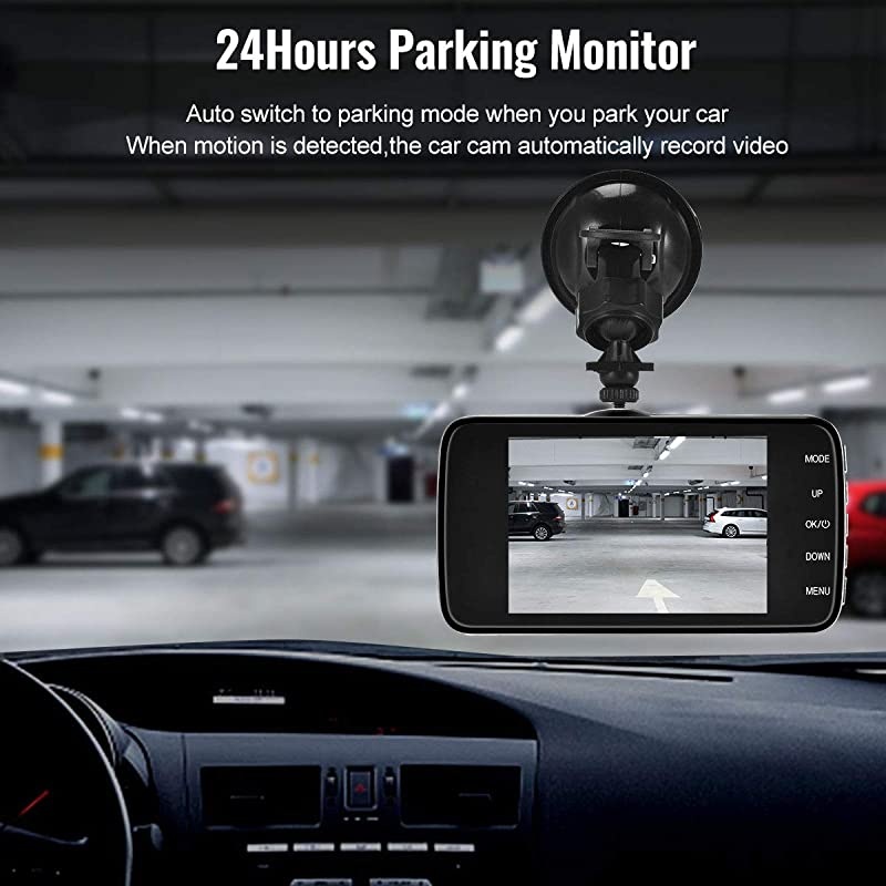 Dash Cam Front and Rear  Backup Camera Dashboard Camera 170&deg;Wide Angle Car DVR with 4'' LCD Screen Dual Dash Cam with Night Vision WDR G-Sensor Parking Monitor Loop Recording Motion Detection