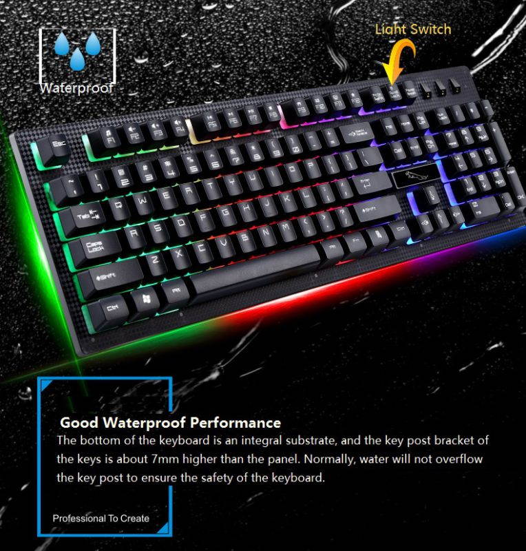 UKCOCO Gaming Keyboard Mouse Combo Wired,RGB LED Backlit Computer Gaming Keyboad,Lighted PC Gaming Mouse, for PC Games Gamer Working, White
