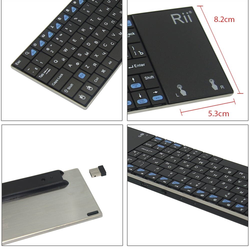 Rii mini i12 Ultra Slim Wireless 2.4G Multifunction Keyboard with QWERTY Touchpad for Sony PS3 HTPC Android Smart TV Box PC Pad