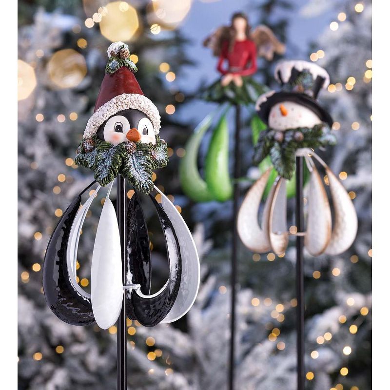 Wind & Weather Metal Holiday Penguin Wind Spinner