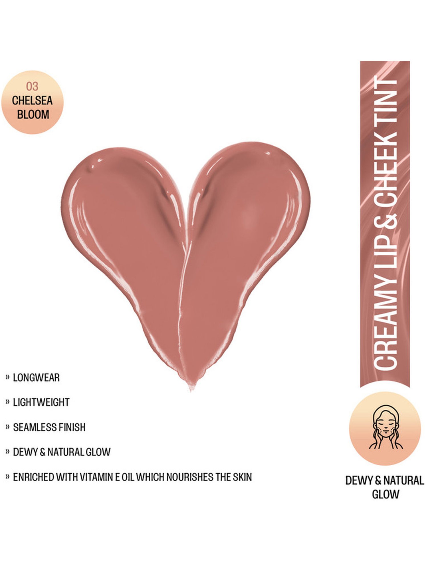 Insight Cosmetics Creamy Lip & Cheek Tint 03 Chelsea Bloom - 7.5 gm