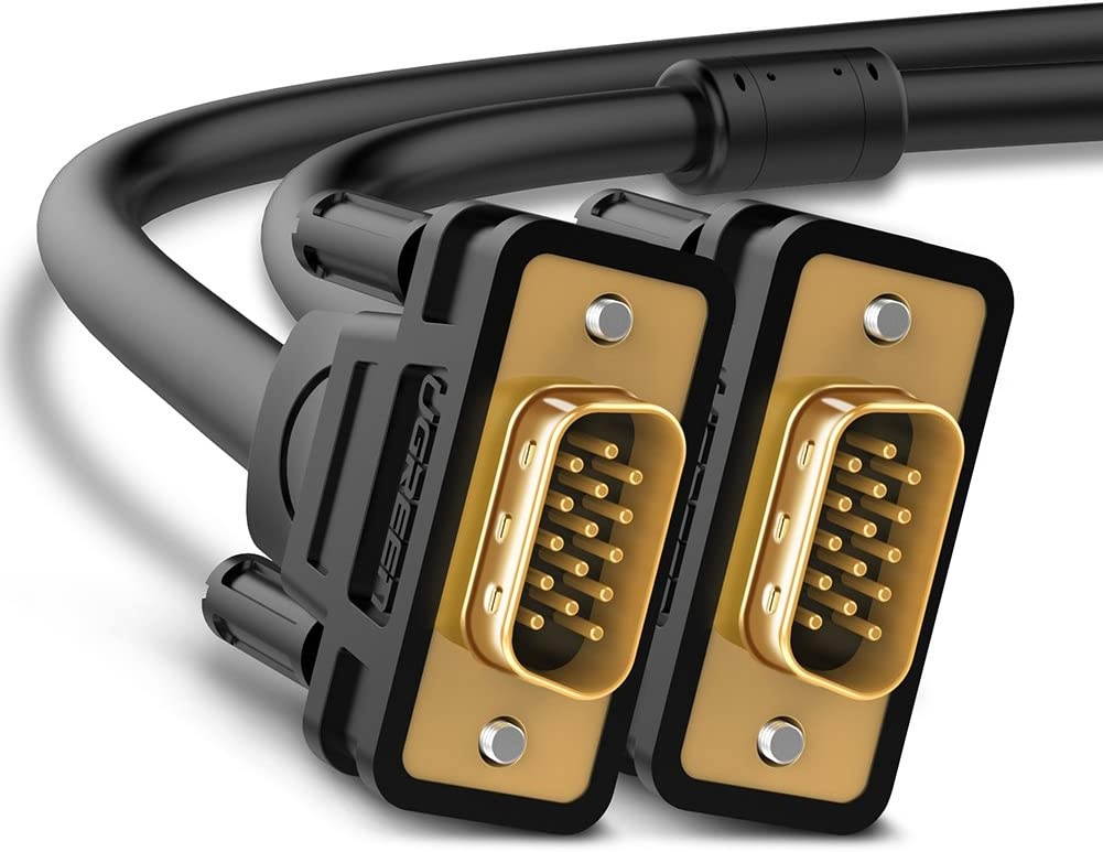 UGREEN VGA SVGA HD15 Male to Male Video Coaxial Monitor Cable with Ferrite Cores Gold Plated Connectors Support 1080P Full HD for Projectors HDTVs Displays and More VGA Enabled Devices 15FT
