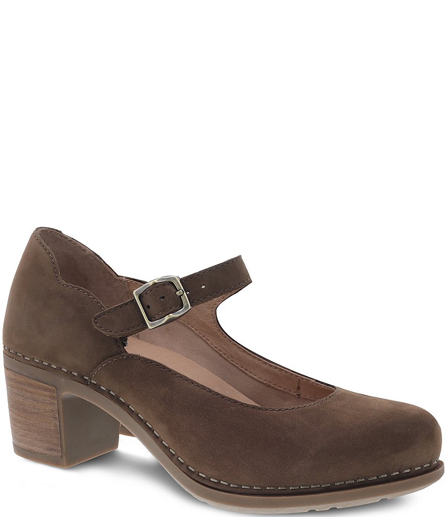 Deltan Tessa Croc-Embossed T-Strap Block Heel Pumps