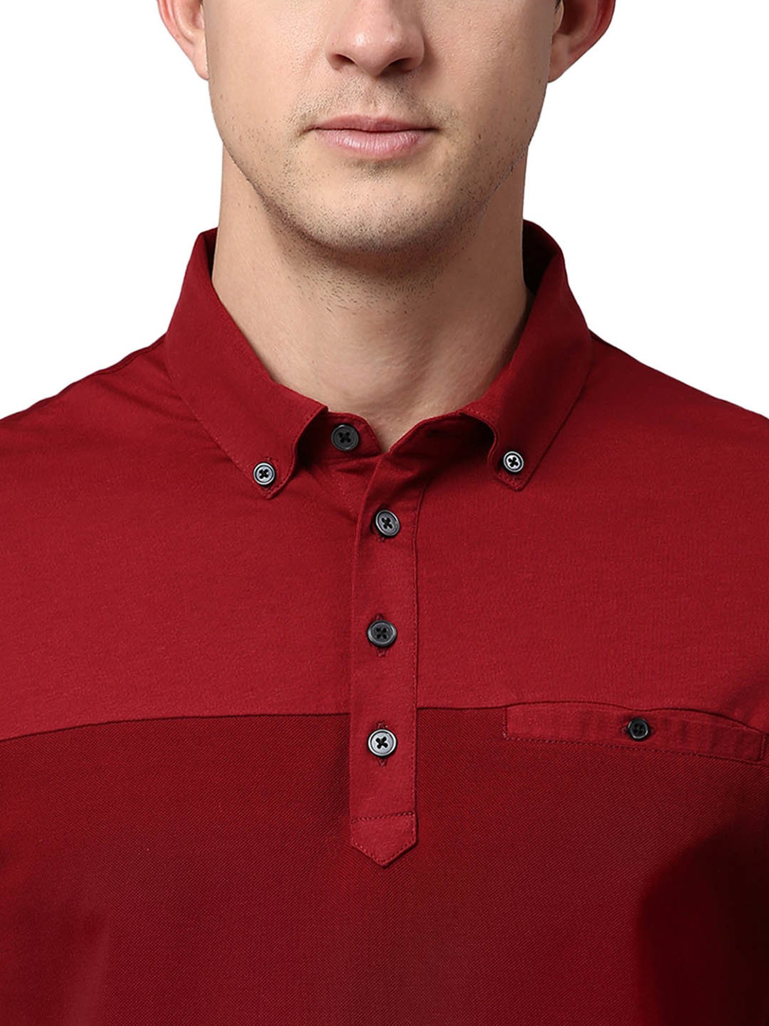 Slowave Red Cotton Regular Fit Polo T-Shirt