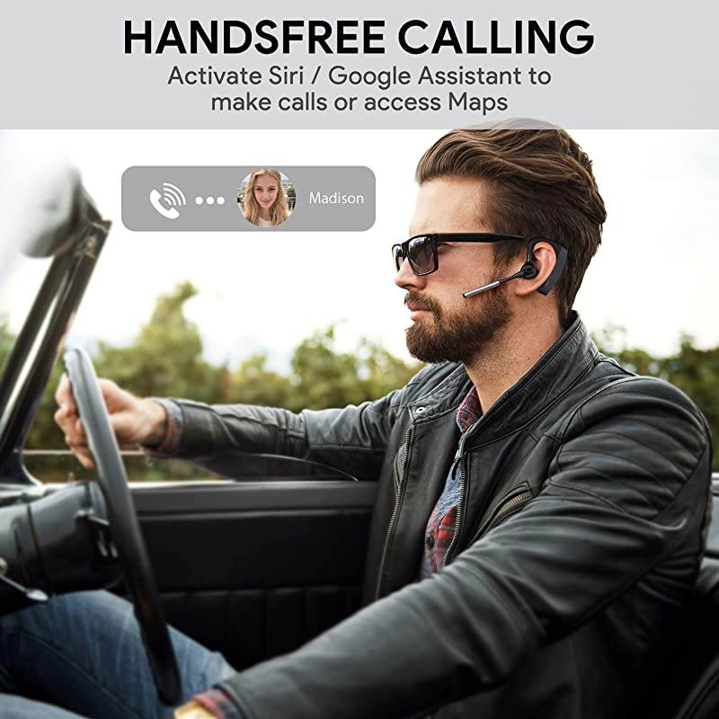 Bluetooth Headset for Cell Phones Bluetooth Earpiece 50 with Dual Mic Noise Cancelling 8Hrs Talktime Mute Button HandsFree Earphones Compatible iPhone Android DrivingBusinessOffice