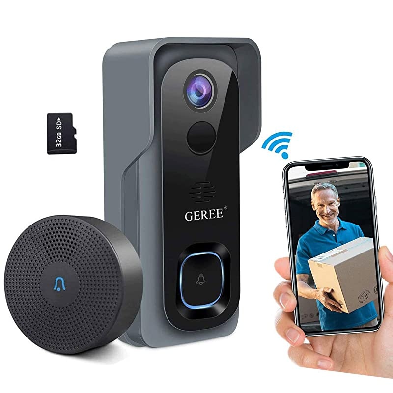 Video Doorbell Camera Wireless WiFi Smart Doorbell32GB Preinstalled 1080P HD Security Home CameraRealTime Video and TwoWay TalkNight VisionPIR Motion Detection 166&deg; Wide Angle Lens