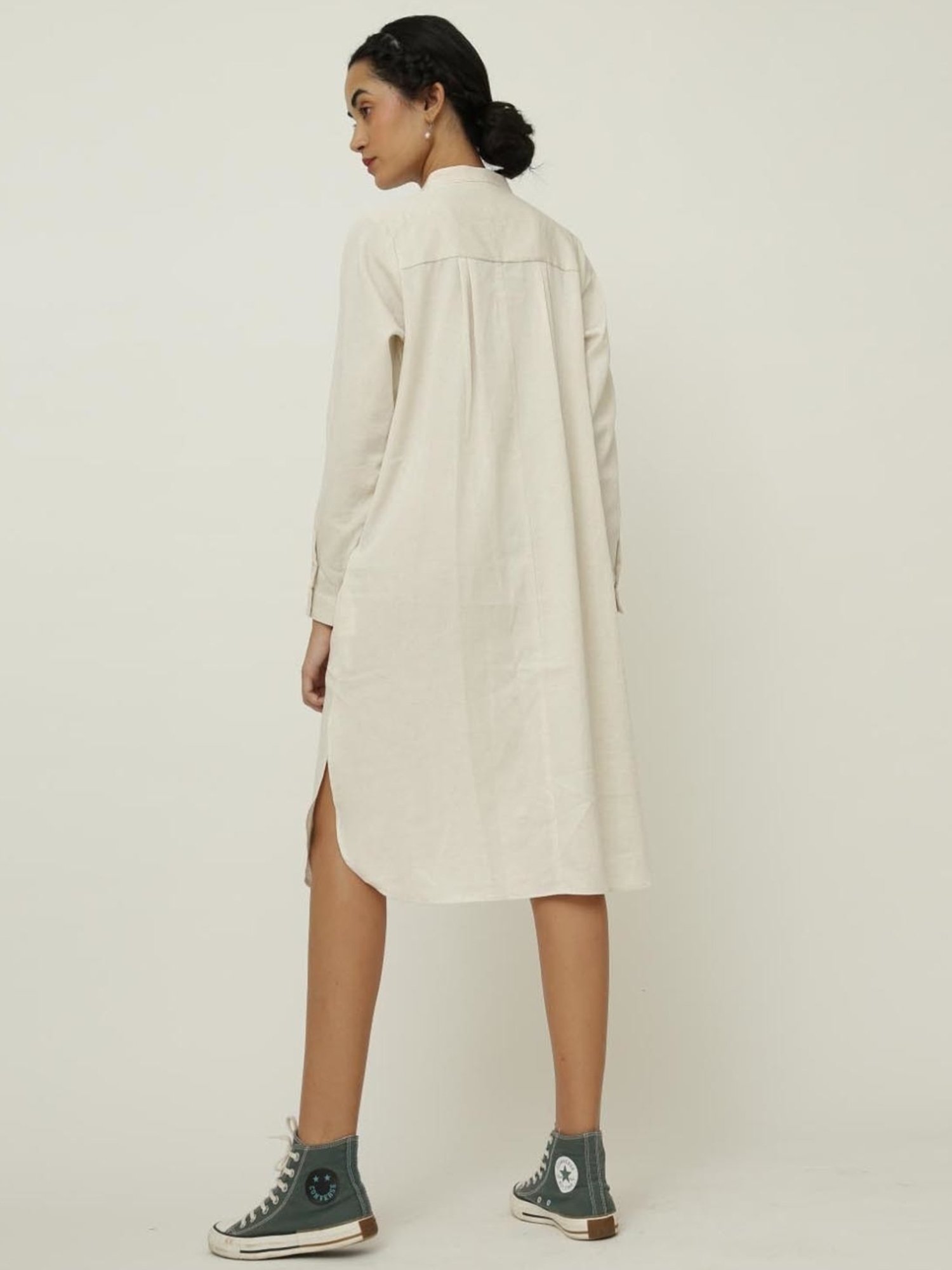 Saltpetre Elegant Linen Cream Long Shirt