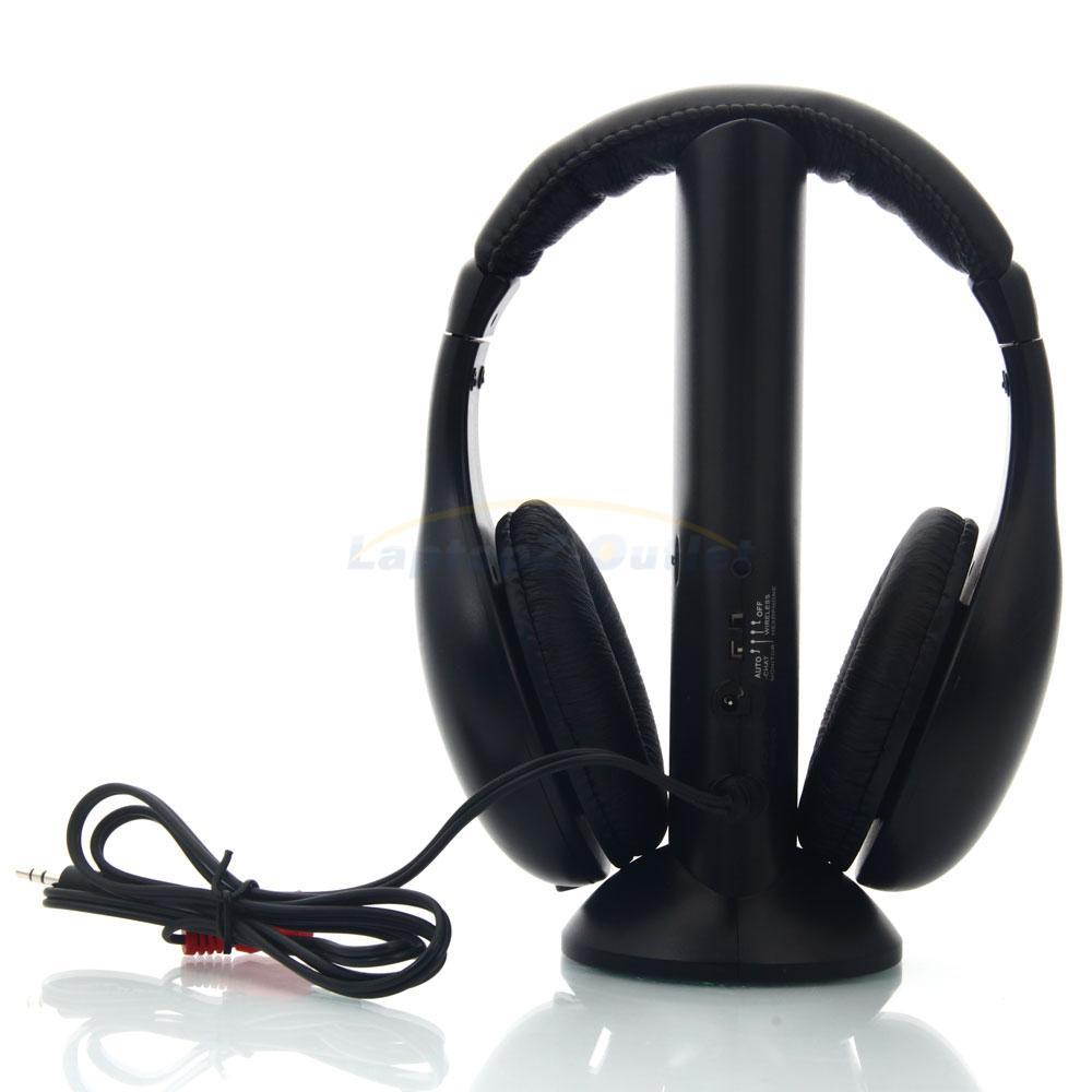 New 5 in 1 Wireless Headphone Black for MP3/MP4 PC TV CD FM Radio
