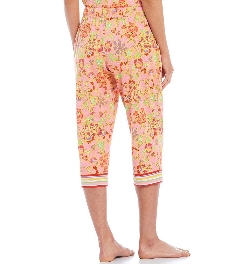 Sleep Sense Batik Floral Knit Capri Coordinating Sleep Pants