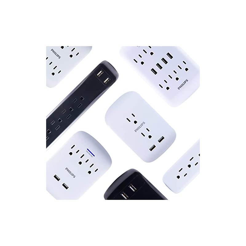6Outlet 2 USB Surge Protector Wall Tap Adapter Charging Station 3Prong SPP6263WB37 White