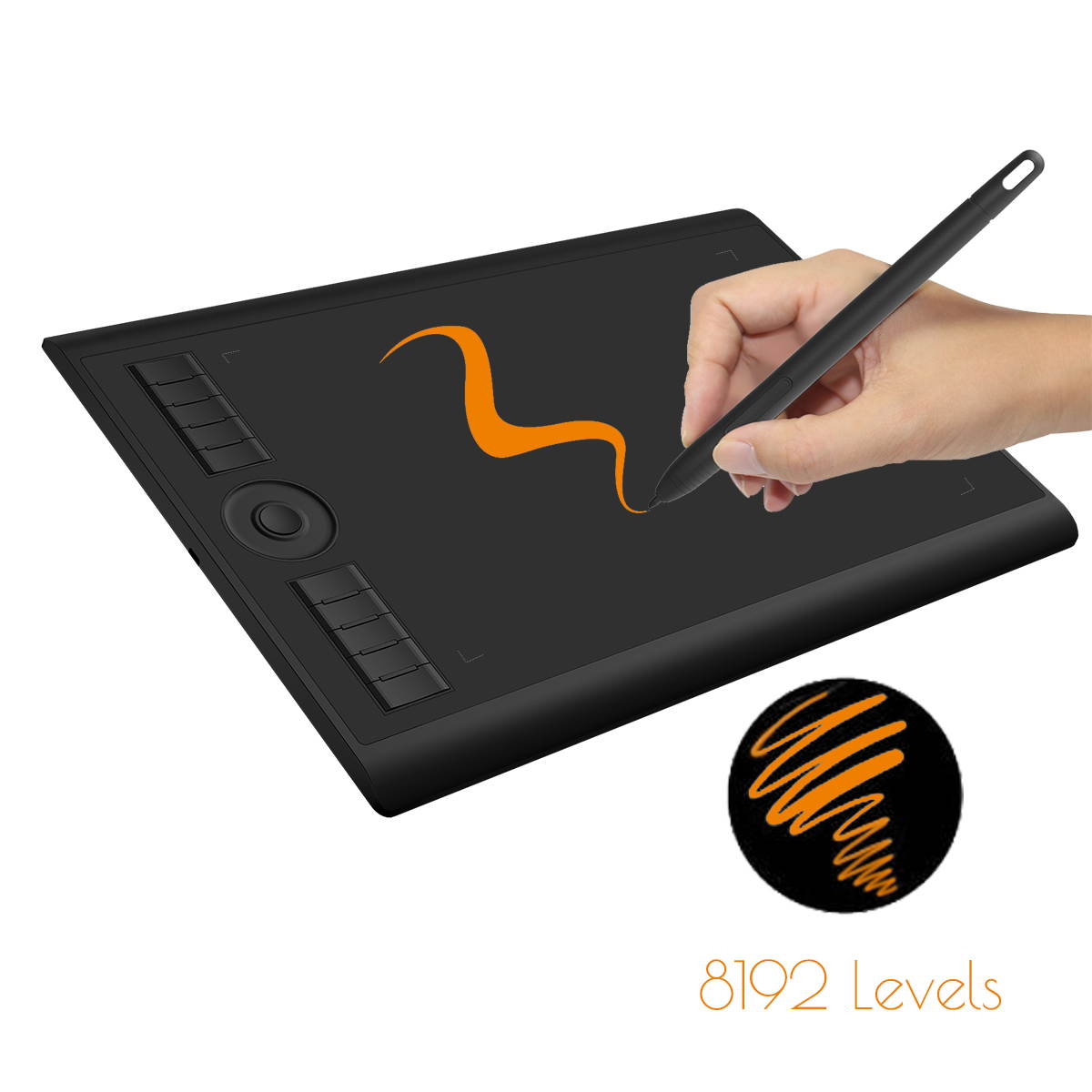 GAOMON M10K2018 10 x 6.25 inches Graphic Drawing Tablet 8192 Levels of Pressure Digital Pen Tablet with Battery-Free Stylus
