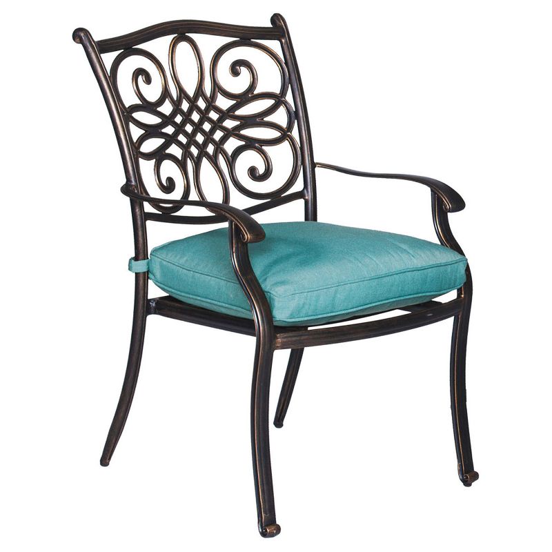 Traditions 5pc Round Metal Patio Dining Set - Blue- Hanover