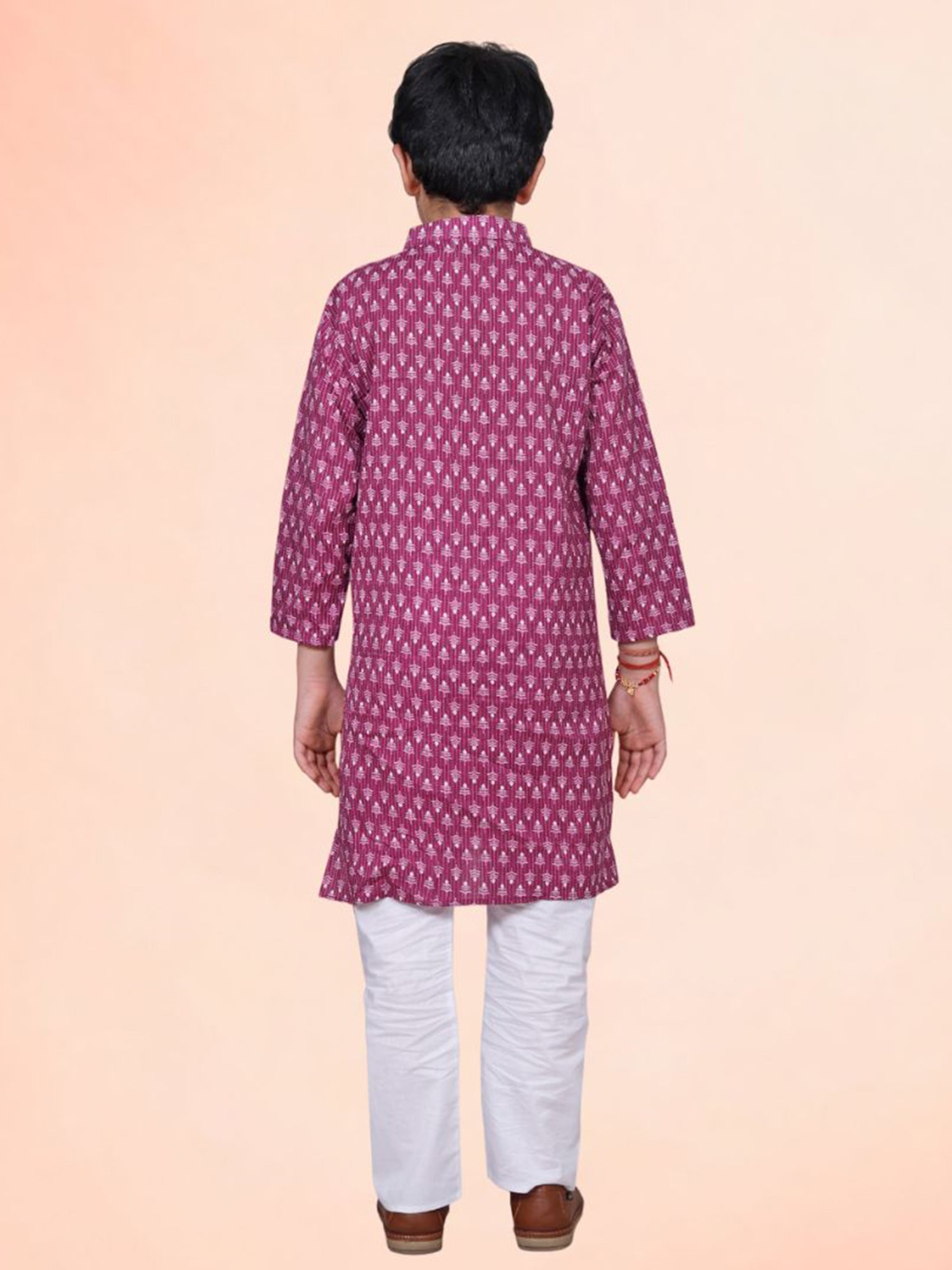 Tippy Top Kids Purple & White Printed Full Sleeves Kurta with Pyjamas