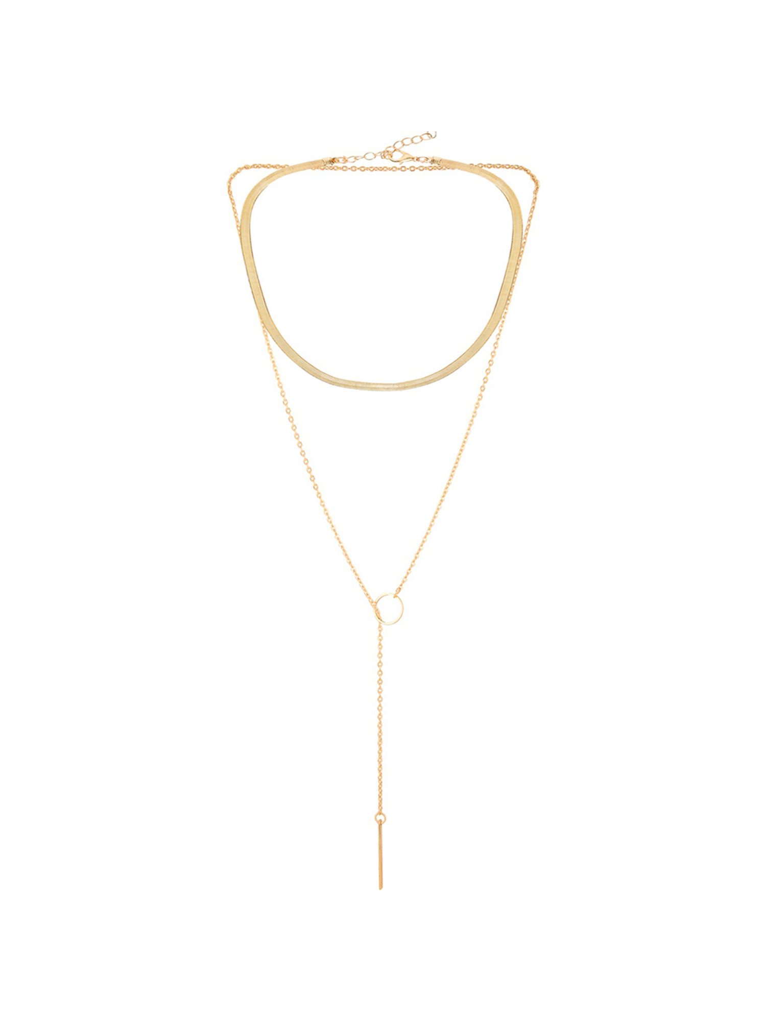 Oomph Gold Snake Chain & Lariat Necklace - Set of 2