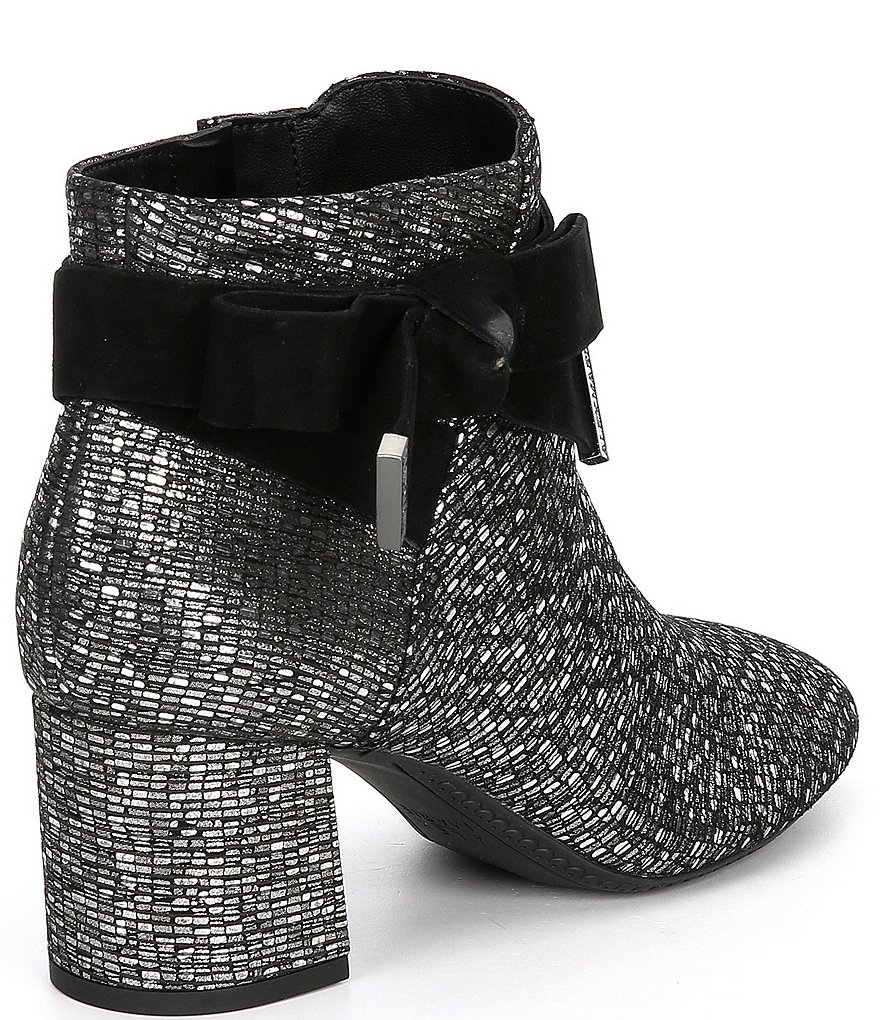 Alex Marie Mayleen Metallic Ankle Bow Block Heel Booties