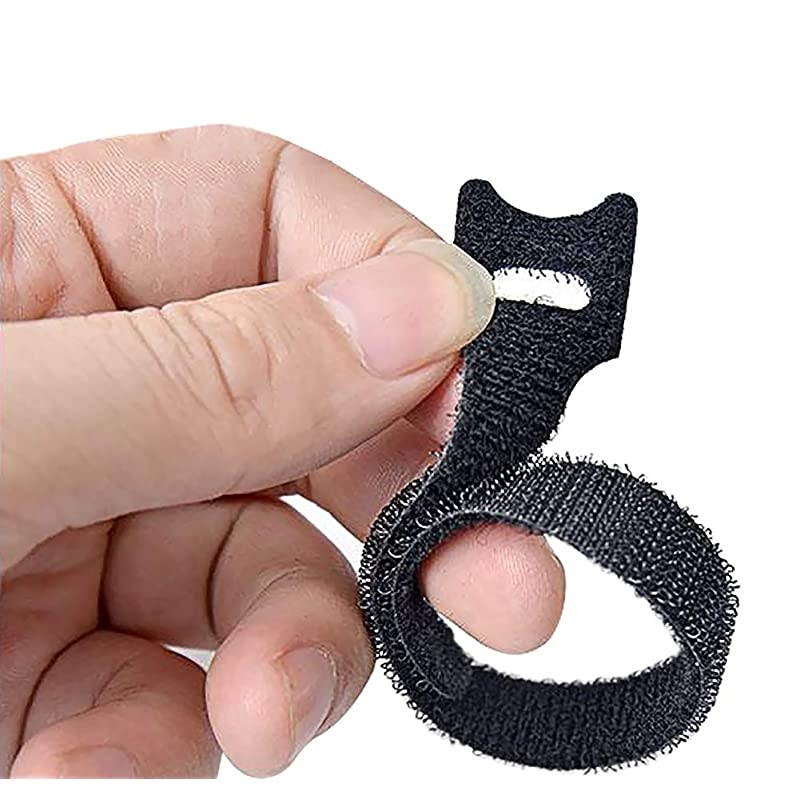 50 PCS Reusable Fastening Cable Ties, Microfiber Cloth 6-Inch Hook and Loop Cord Ties, Black