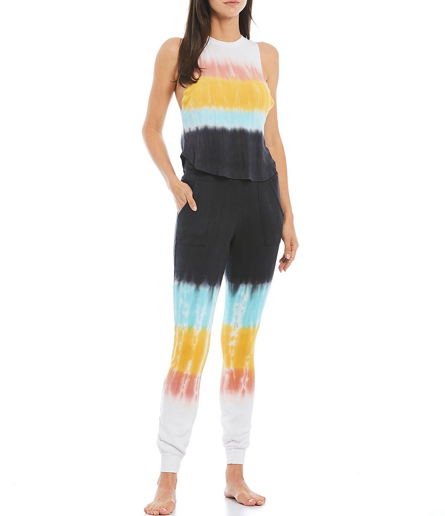 JALA Tie-Dye Print Knit Round Neck Muscle Lounge Sleeveless Coordinating Tank
