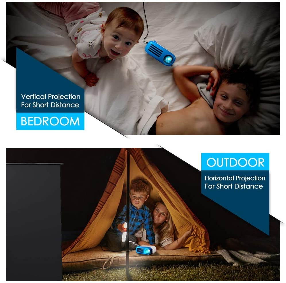 GooDee YG200 Mini Projector, LED Pico Projector, Pocket Video Projector Support HDMI Smartphone PC Laptop USB for Movie Games