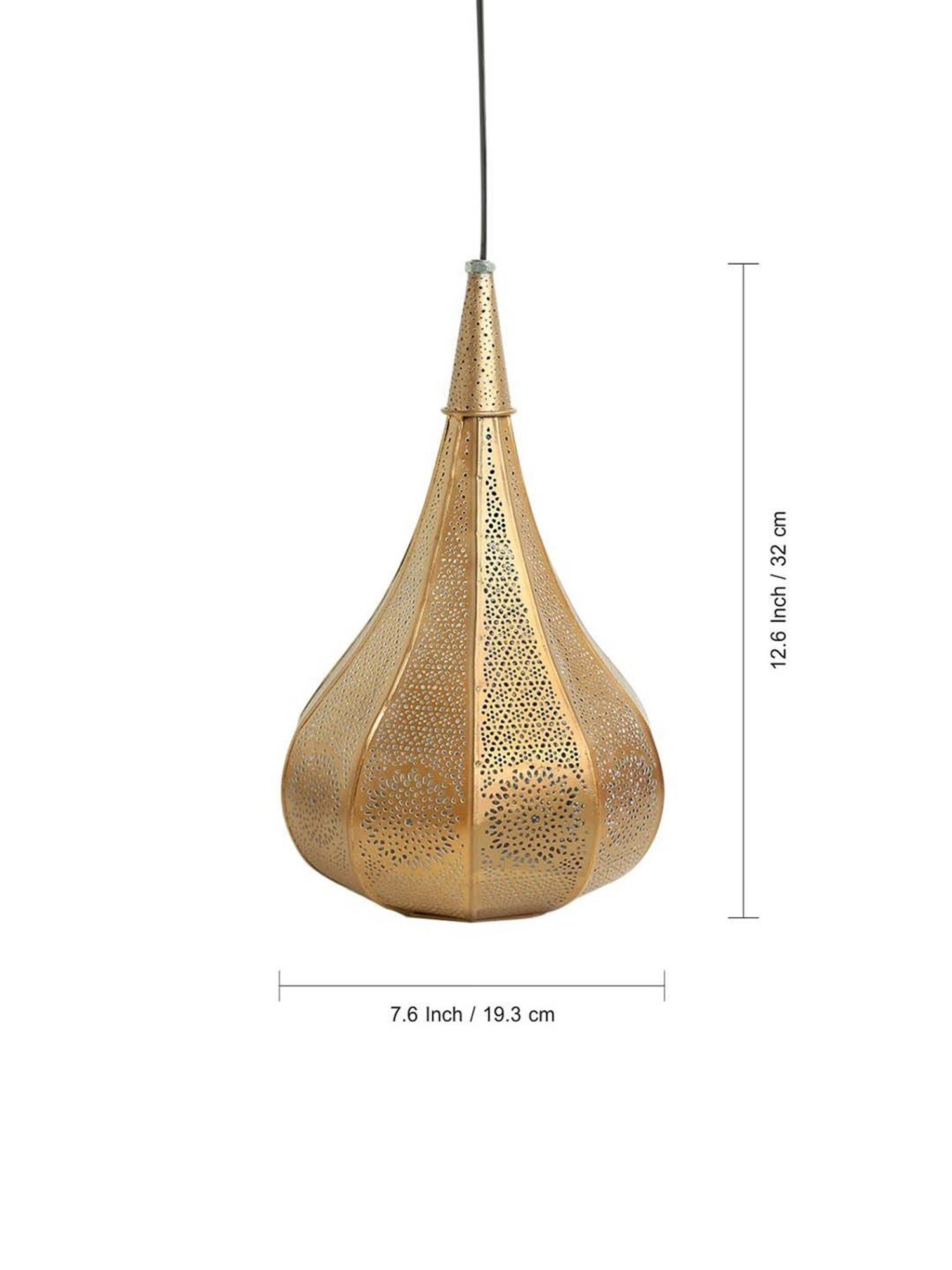 ExclusiveLane 'Morrocan Flame' Metallic Brown Iron Hand-Etched Pendant Lamp - Set of 1