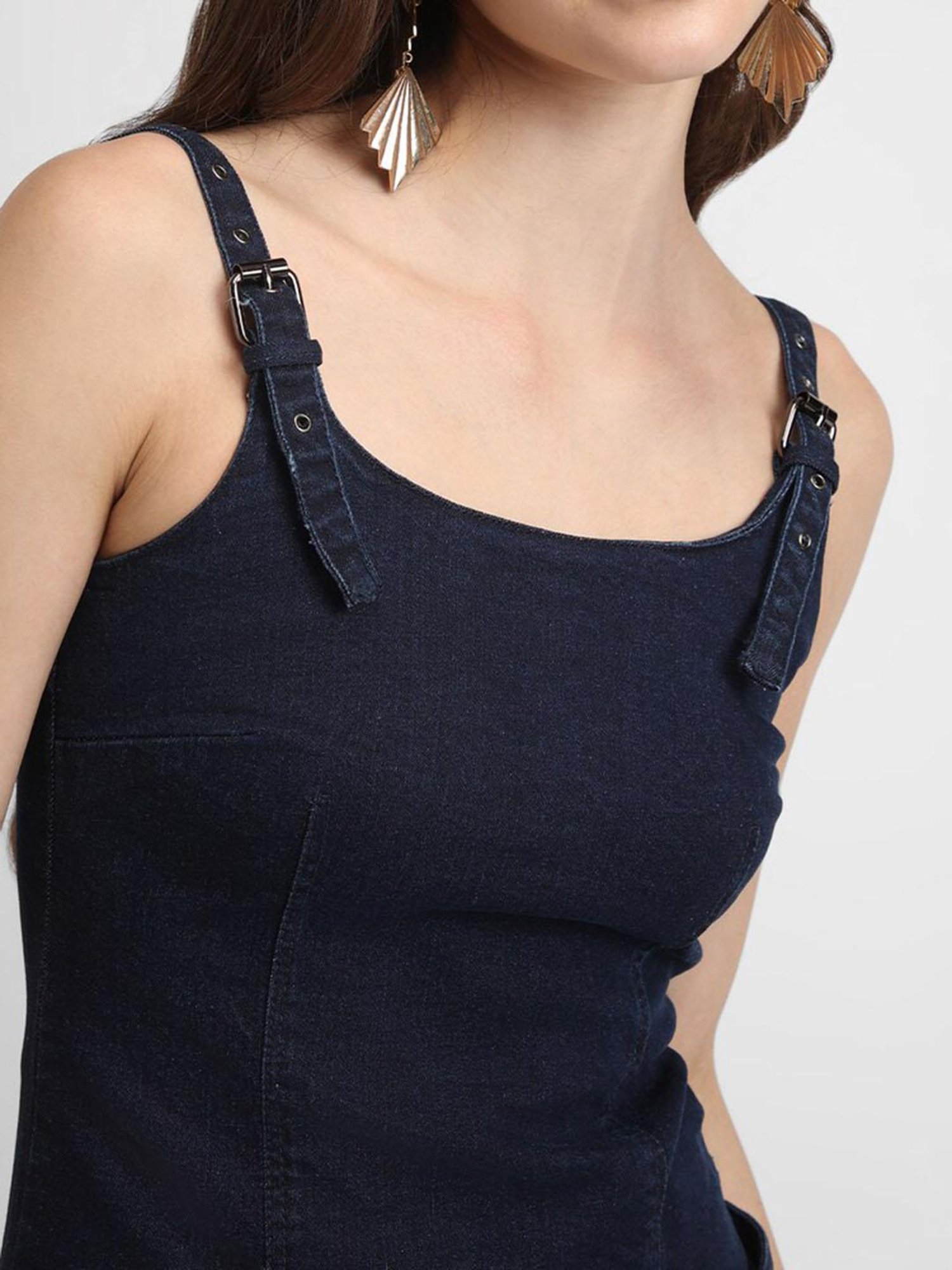 Forever 21 Navy Cotton Fit & Flare Dress