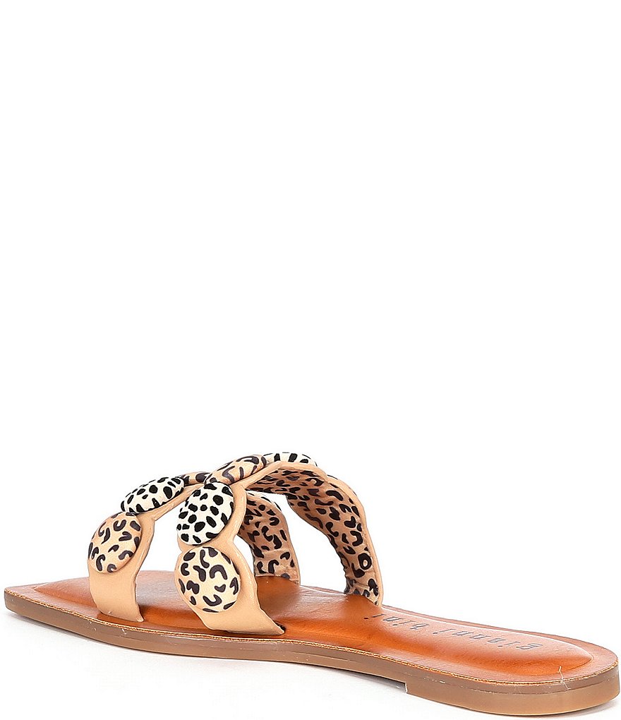 Gianni Bini Daysha Two Band Printed Button Detailed Square Toe Slides