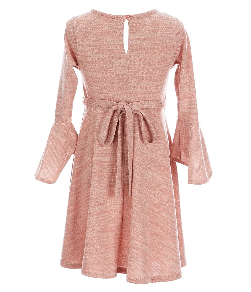 Rare Editions Little Girls 4-6X Bell Long-Sleeve Sweater Knit Fit-And-Flare Dress With Fur Vest