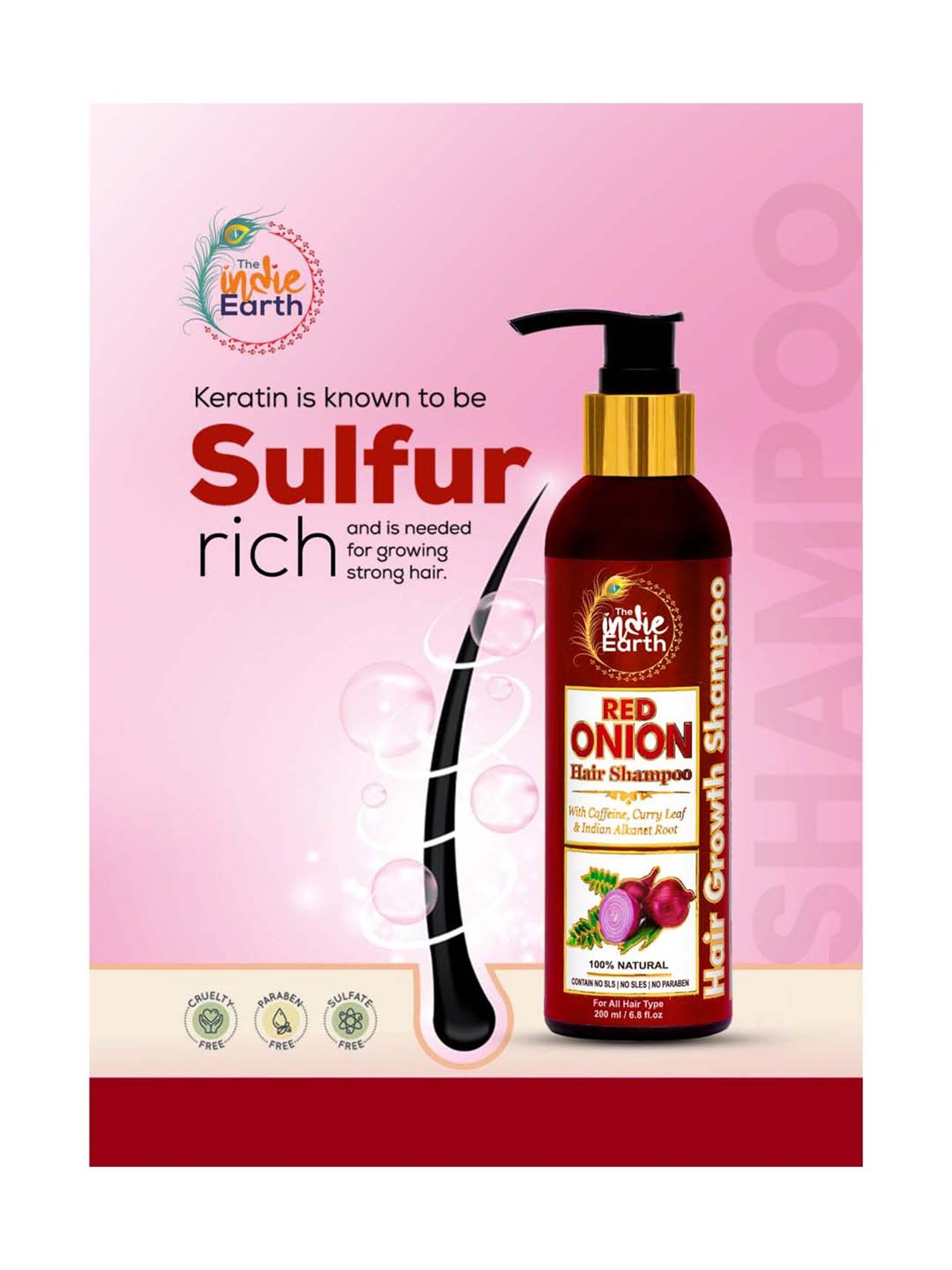 The Indie Earth Red Onion Shampoo - 200 ml