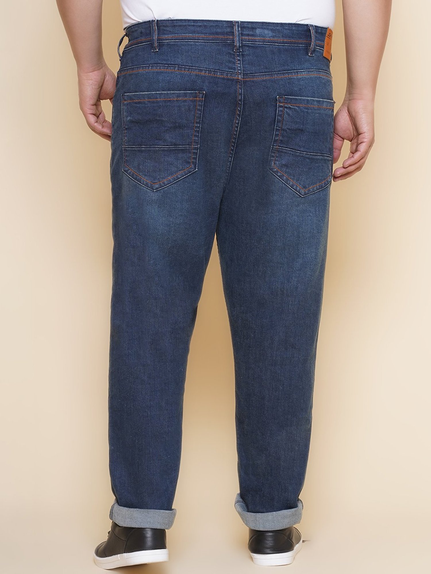 John Pride Blue Regular Fit Distressed Jeans