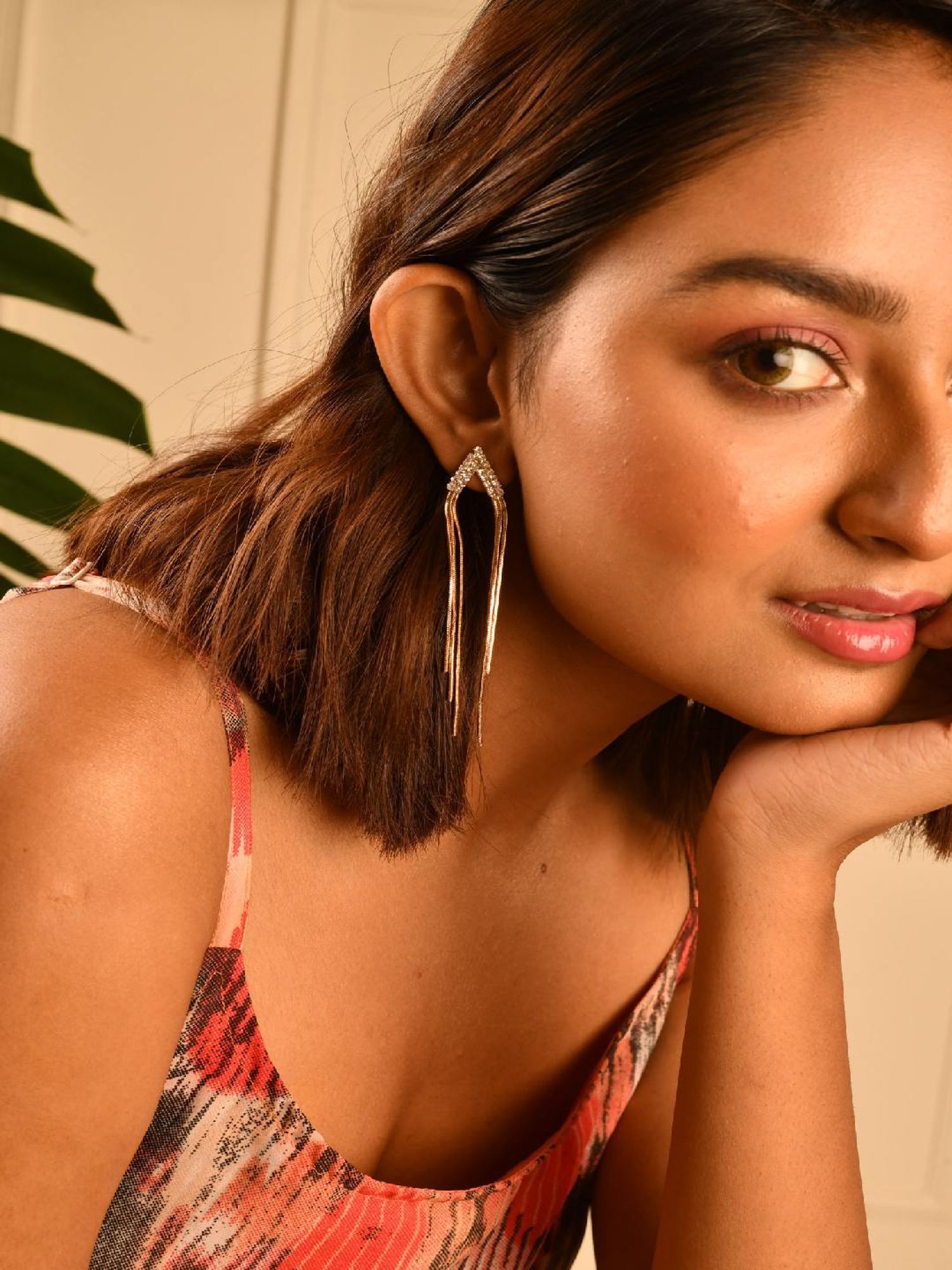 Jewelz Western Extremely Lightweight Chain Step Tassle Earrings for Women