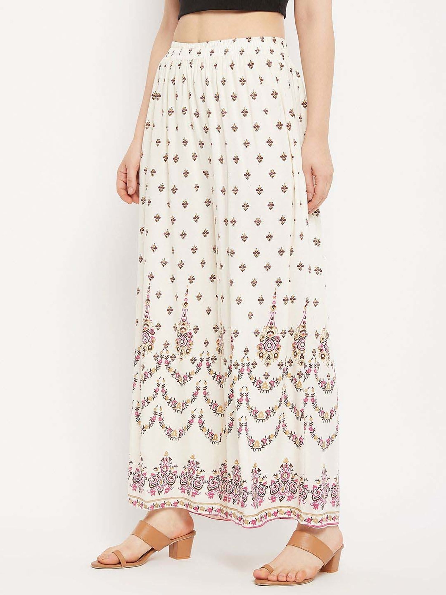 Castle Off-White Printed Palazzos