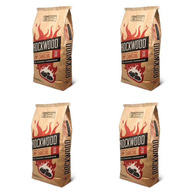 Rockwood 20 Pound All Natural Hardwood Grill Smoker Lump Charcoal Bag (4 Pack)