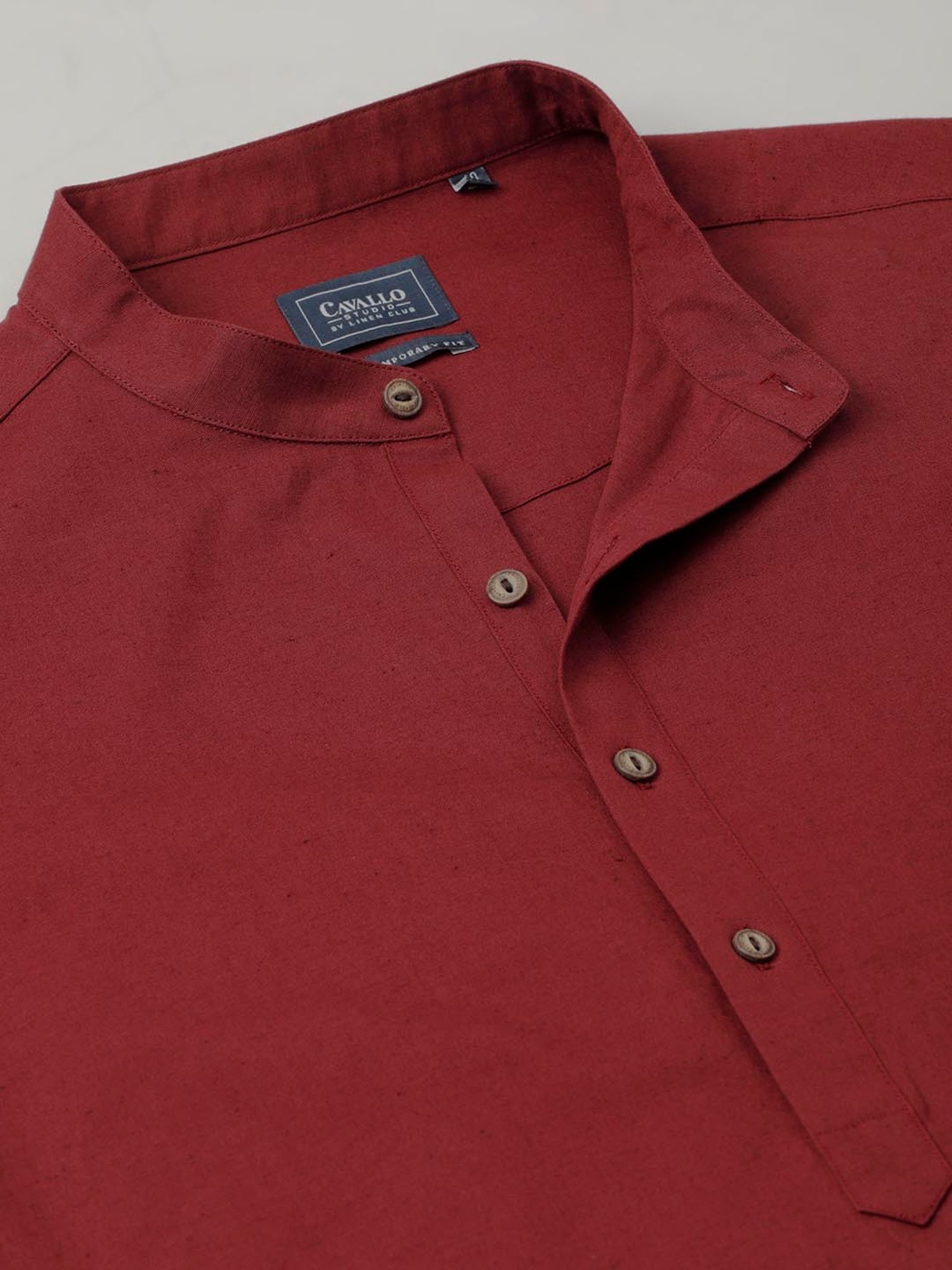 CAVALLO by Linen Club Maroon Regular Fit Kurta