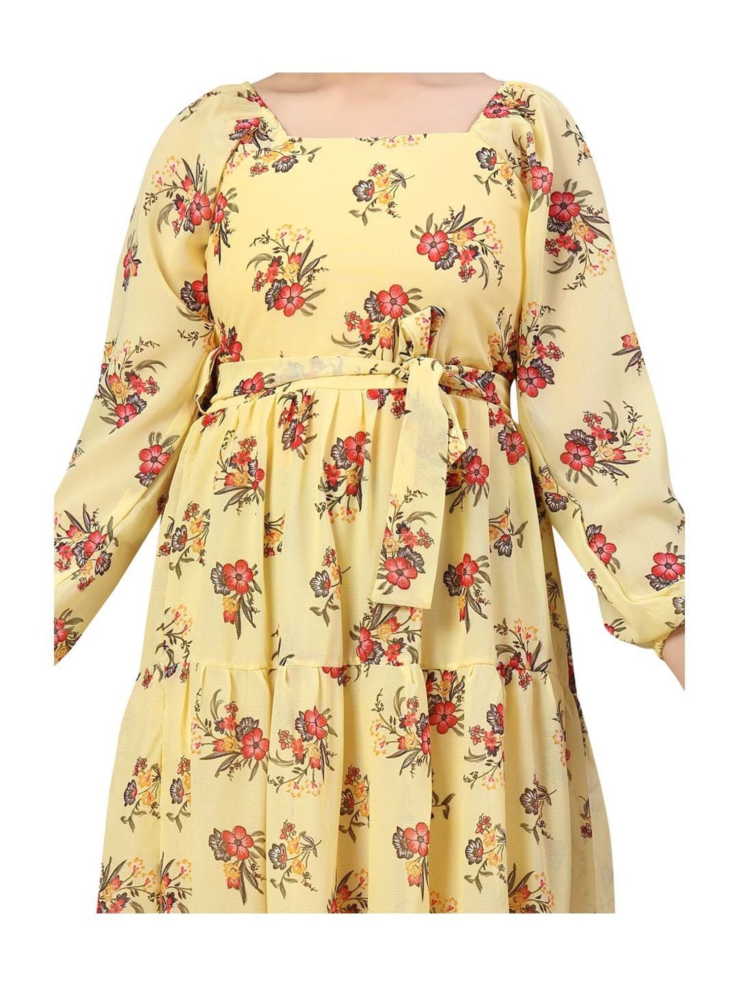 Peppermint Kids Black & White Printed Full Sleeves Dress