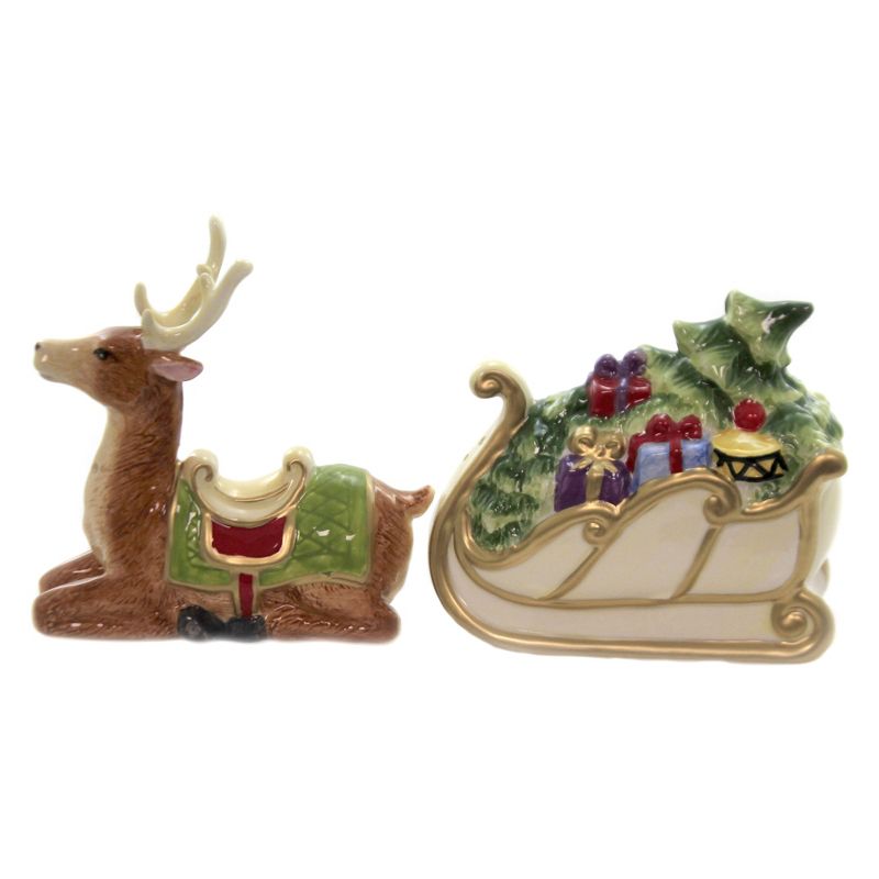 Tabletop 4.0" Sled And Deer Salt/Pepper Christmas Tree Presents Cosmos Gifts Corp.  -  Salt And Pepper Shaker Sets