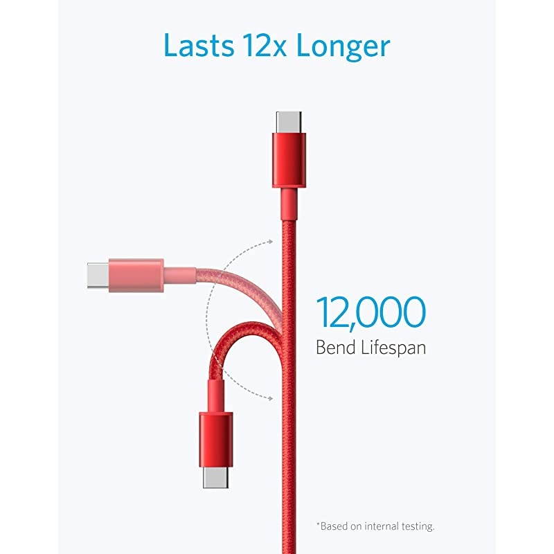 USB Type C Cable,  [2-Pack 6 Foot] Premium Nylon USB-C to USB-A Fast Charging Type C Cable, for Samsung Galaxy S10 / S9 / S8 / Note 8, LG V20 / G5 / G6 and More(Red)