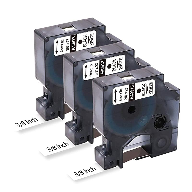 Compatible Labeling Tape Replacement for Dymo D1 Label Tape 40913 Black on White Ink Refill 38 Inch9mmx 23 Ft7m for Dymo LabelManager PnP 160 260P 210D 280 420 450D Label Maker 3P