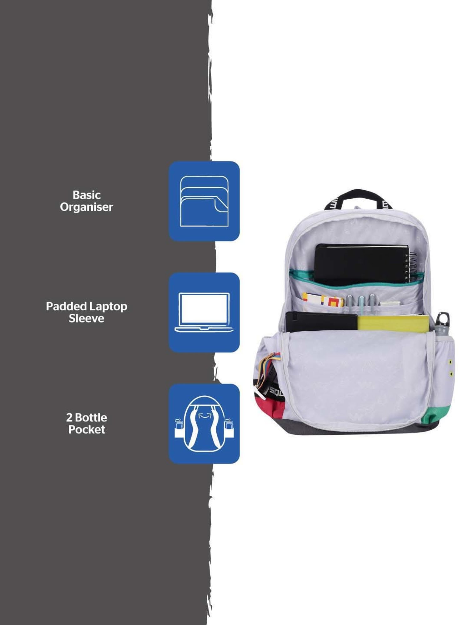 Wiki 40 Ltrs Grey Medium Backpack